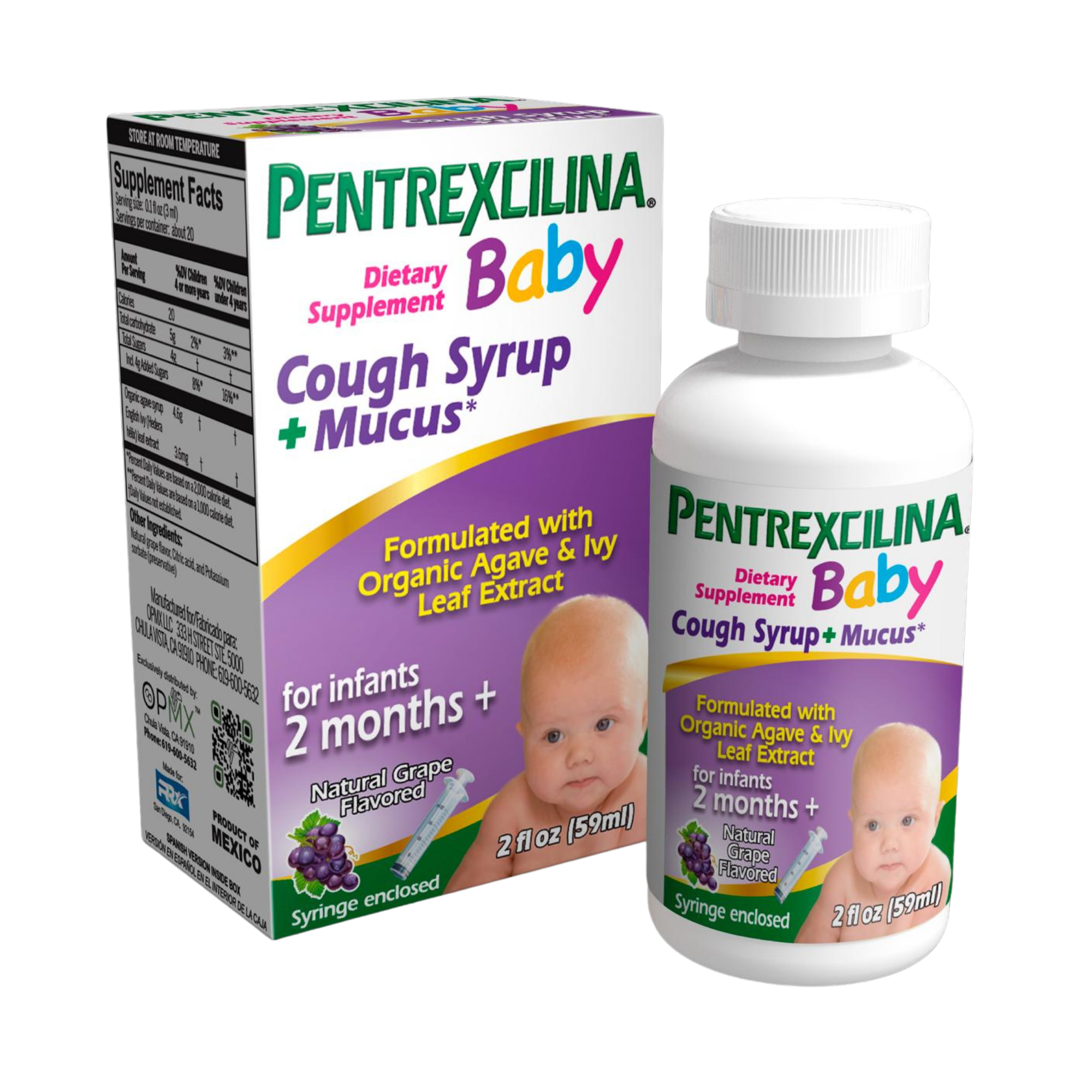 Pentrexcilina Baby Cough Syrup + Mucus 2 fl oz (59ml)